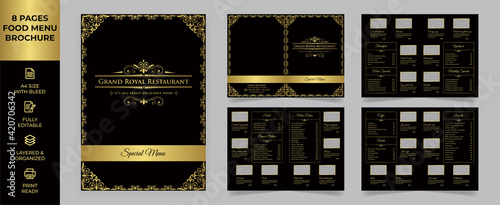 Food Menu Brochure Template, Luxury Menu simple style and modern layout