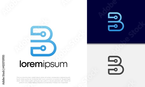 Initial B logo design. Initial Letter Logo. Technology Logo. © harika013