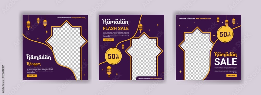 Ramadan Kareem. Ramadan Sale. Arabic concept. Holiday Shopping. Banners vector for social media ads, web ads, business messages, discount flyers and big sale banner.