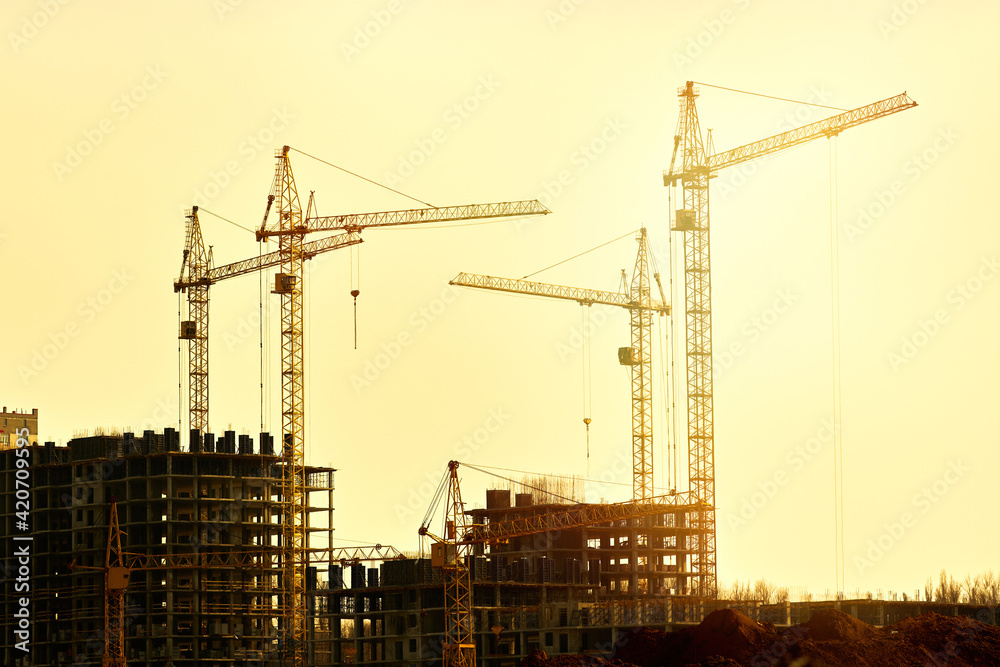 Construction of new residential high-rise buildings.