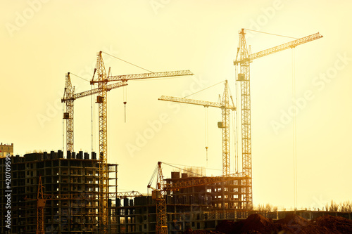 Construction of new residential high-rise buildings.
