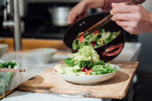 Cooking in the kitchen photo