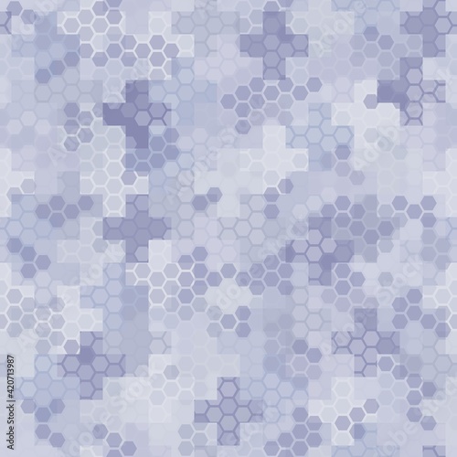 Seamless hex digital arctic snow spot camo texture for army or hunting textile