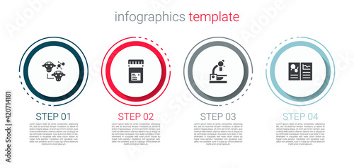 Set Cloning, Jar with additives, Microscope and Clinical record. Business infographic template. Vector
