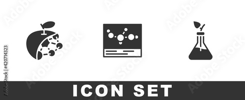 Set Biological structure, Chemical formula and Plant breeding icon. Vector
