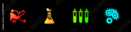 Set Prosthesis hand, Plant breeding, Reagent bottle and Virus icon. Vector
