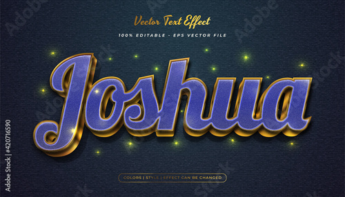 Elegant Blue and Gold Text Style with Texture Effect