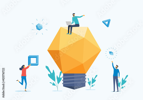 Flat vector business team creative idea and brainstorm for new project start up concept