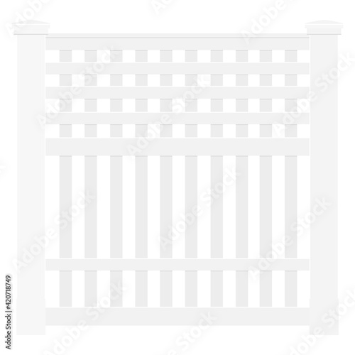 Wooden rural garden fence isolated on white background