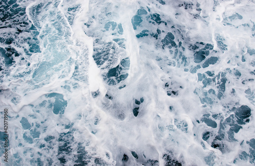 Abstract blue sea water with white wave © Alekss