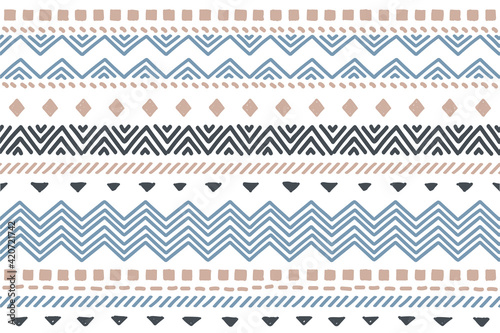 Ethnic vector seamless pattern. Tribal geometric background, boho motif, maya, aztec ornament illustration. rug textile print texture