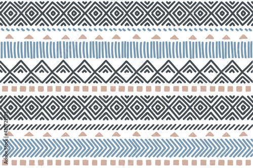 Ethnic vector seamless pattern. Tribal geometric background, boho motif, maya, aztec ornament illustration. rug textile print texture