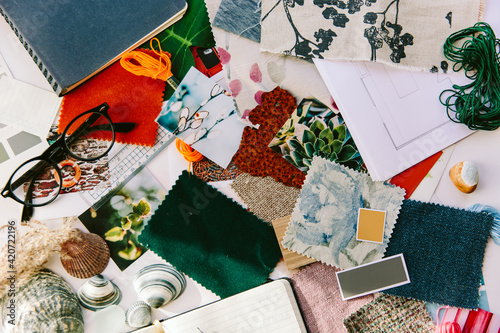 Colour inspiration on a messy desk