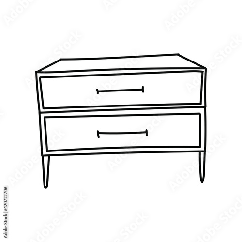  chest of drawers contour doodle on the white background
