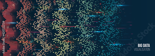 Machine learning algorithm. Waves array visual concept. Big data visualization algorithms. Computer technology sorting data concept.