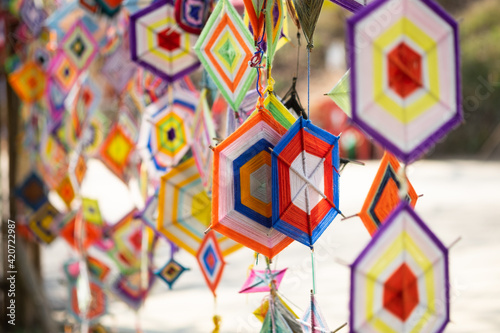 Amulet in hexagon hanging