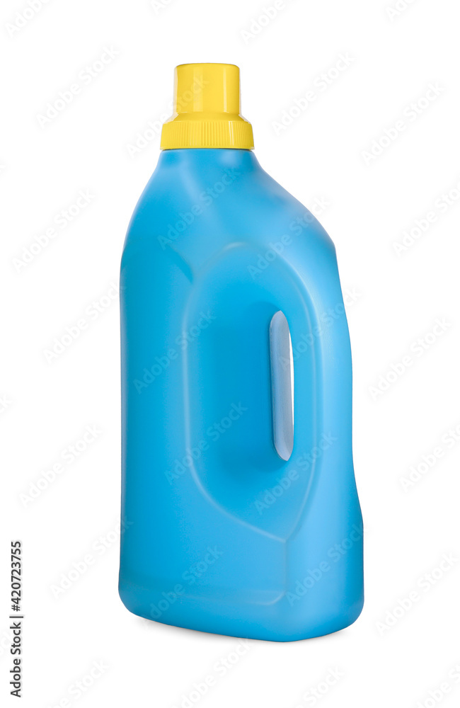 Light blue bottle of detergent isolated on white Light blue bottle of detergent isolated on white