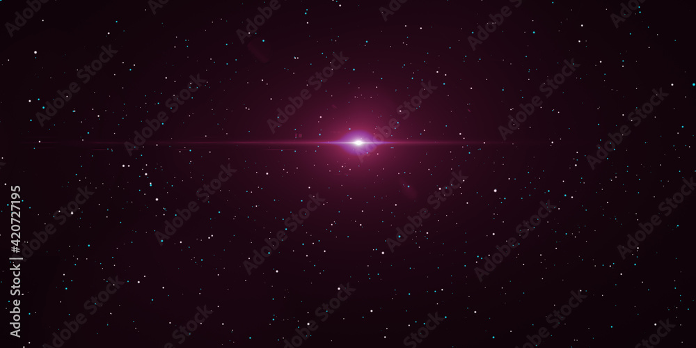 Fototapeta premium Night shining starry sky with light, space background with stars and light, Starry night sky as a background, Dark interstellar space.