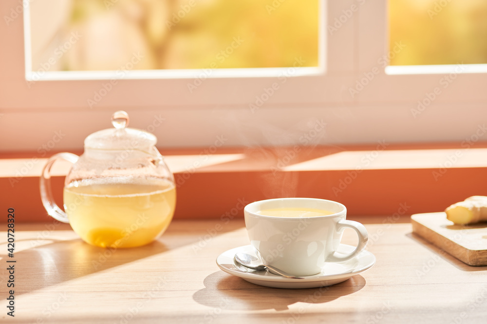 Portion of hot natural infusion