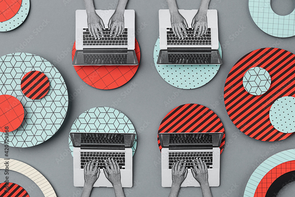 © CACTUS Creative Studio/Stocksy - Representation of a meeting in a abstract place of work