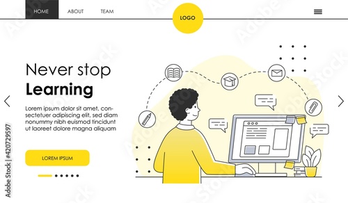 distant e-learning educational platform concept.
