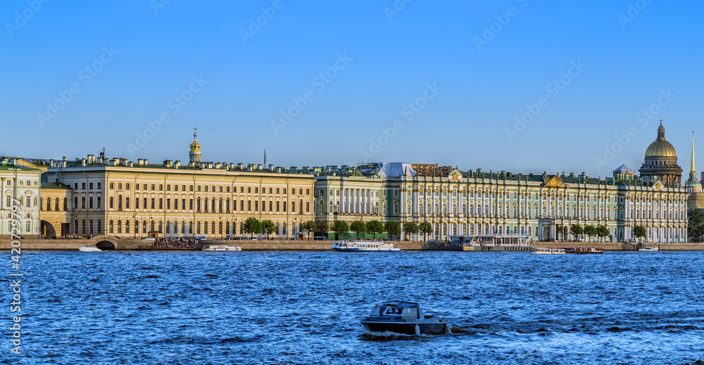 Cruise on the Neva river of St. Petersburg Russia