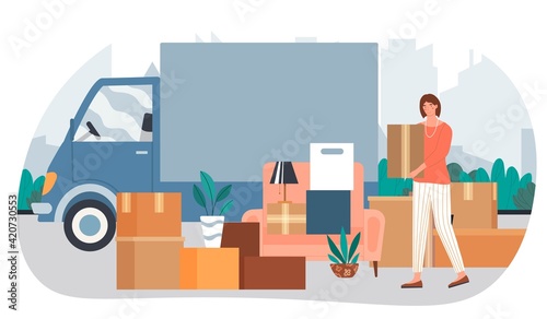 Relocating to new apartment, House moving concepts