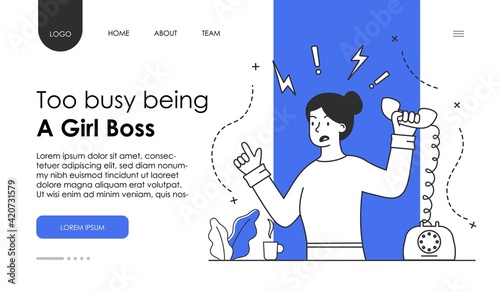 Sad unhappy human girl angry and stressed calling