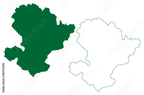 Jashpur district (Chhattisgarh State, Surguja division, Republic of India) map vector illustration, scribble sketch Jashpur map photo