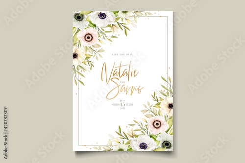 Watercolor poppy anemone invitation card