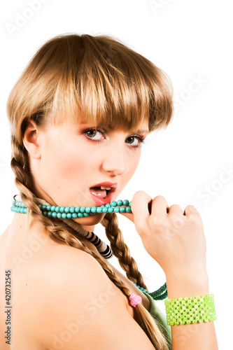 Beautiful young girl with braids