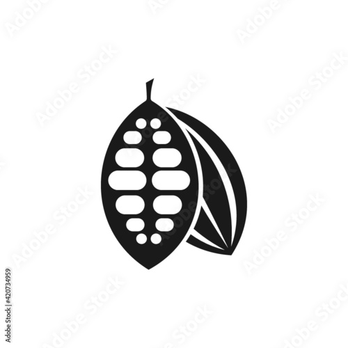 Cocoa Beans Flat Icon On White Background