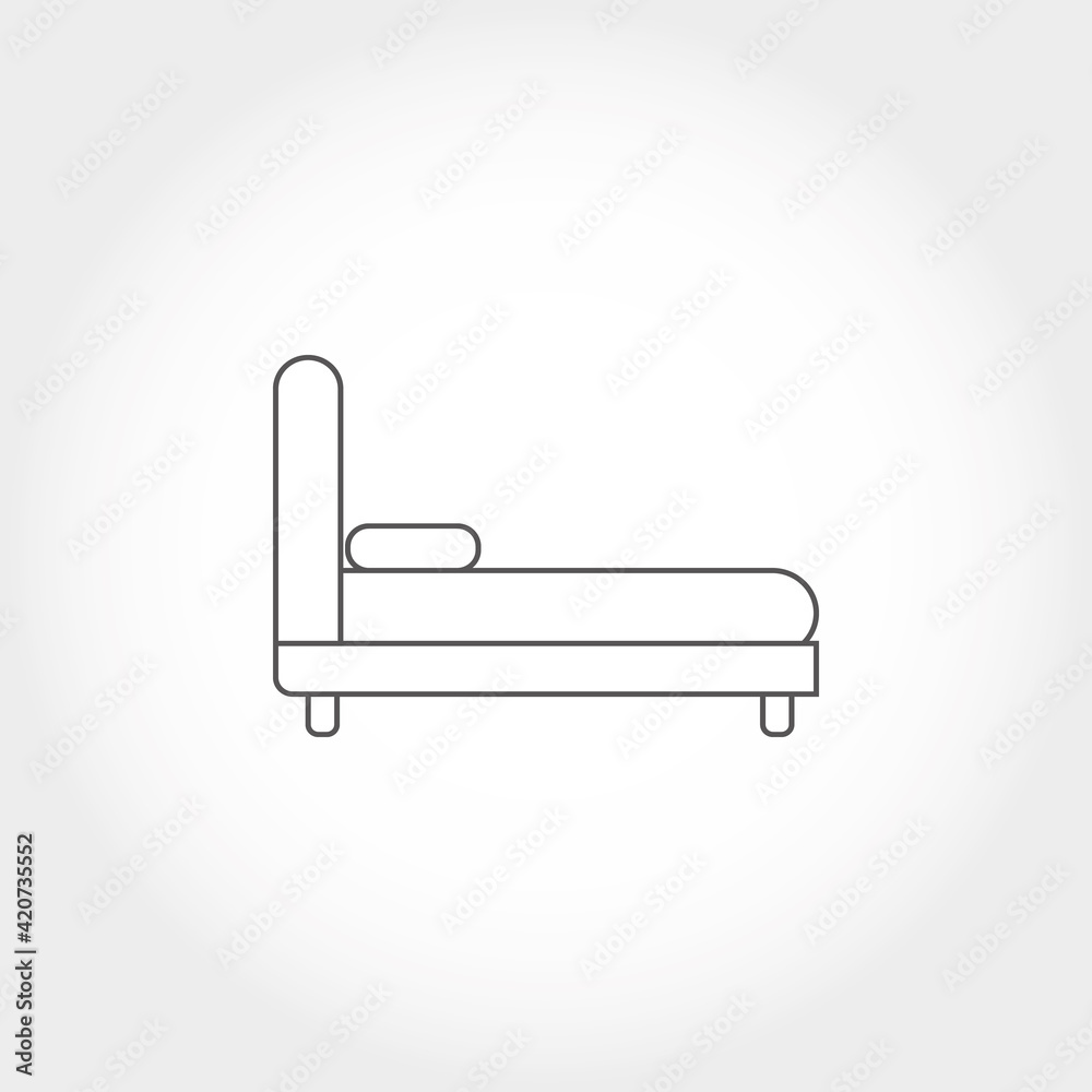 Furniture Bed Blue Line Icon On White Background Furniture Bed Blue Line Icon On White Background