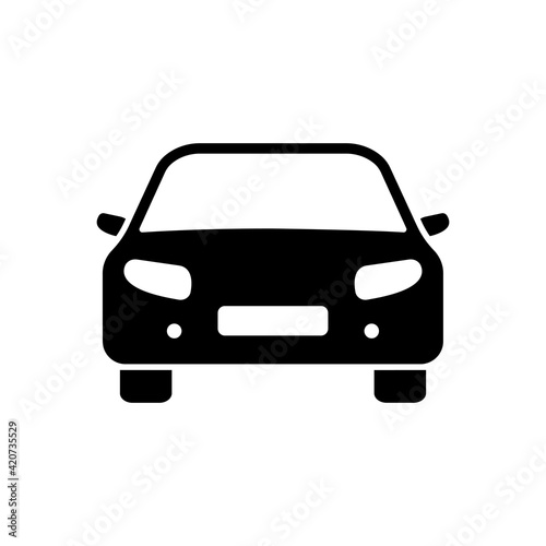 Car icon. Automobile black silhouette. Vehicle symbol. Vector isolated on white