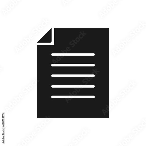 Document icon. Paper silhouette symbol. Contract file. Vector illustration isolated on white