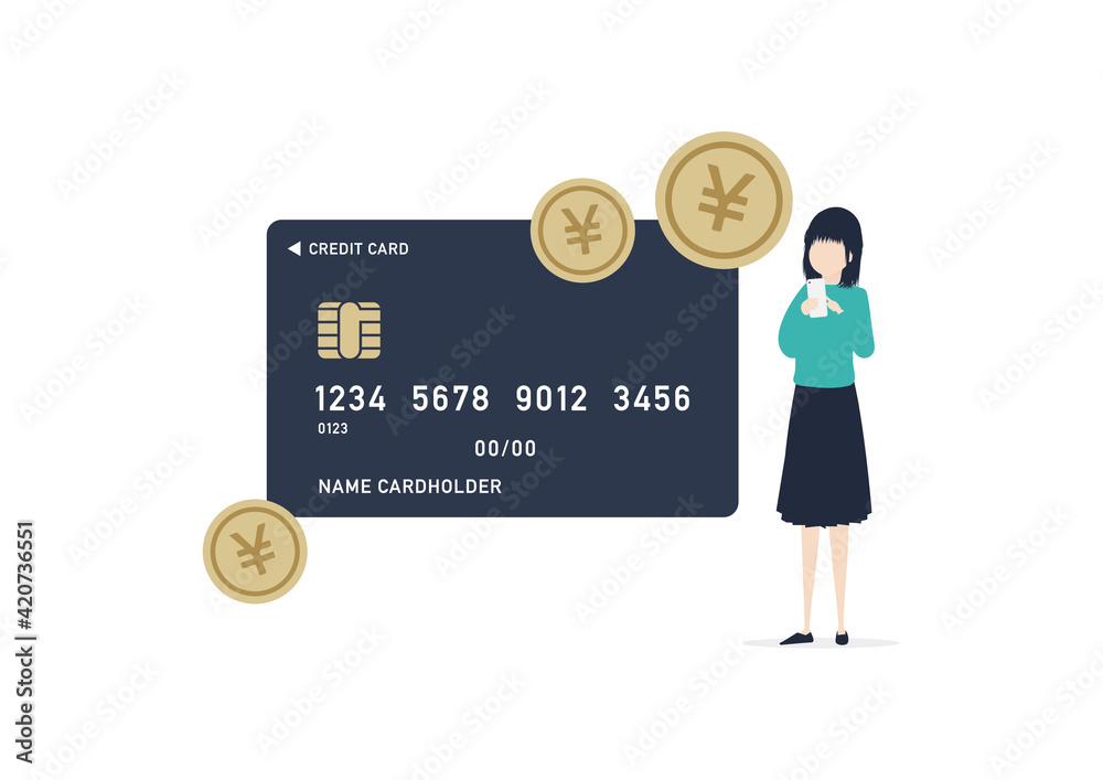 スマホで支払いをする女性のイラスト素材 Stock Vector Adobe Stock