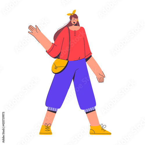 Angry woman shouting, scolding, gesturing hand