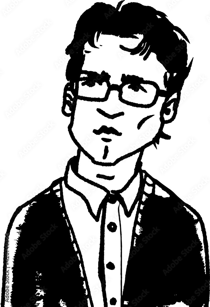 vector illustration of handsome young  smart man in glasses