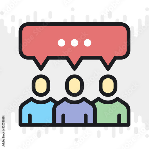 Working group, workgroup or team icon. Group of people united by common thought. Teamwork concept. Simple color version on a light gray background