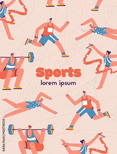 Vector poster of Sports concept. Professional sport, active hobby