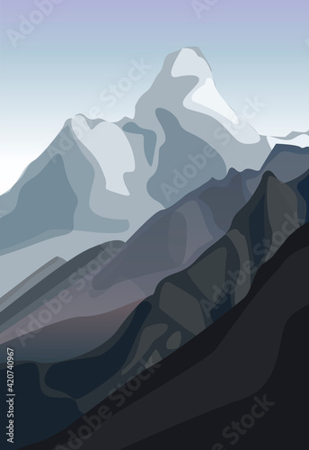 Vector illustration of snowy mountains