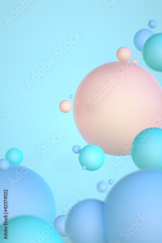 Abstract background of balls or spheres in pastel color