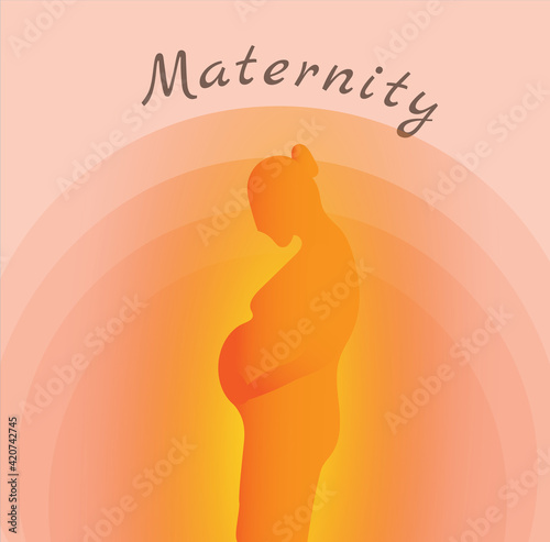 woman silhouette, pregnancy woman, flat vector illustration