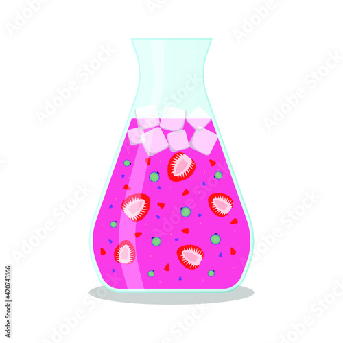 Vector illustration of a smoothie jug on white background. Healthy food and drinks. 