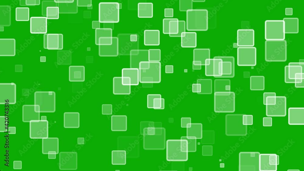 White squares motion graphics with green screen background