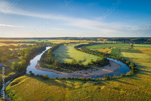 Snowy River at sunset in Victoria, Australia - aerial view photo