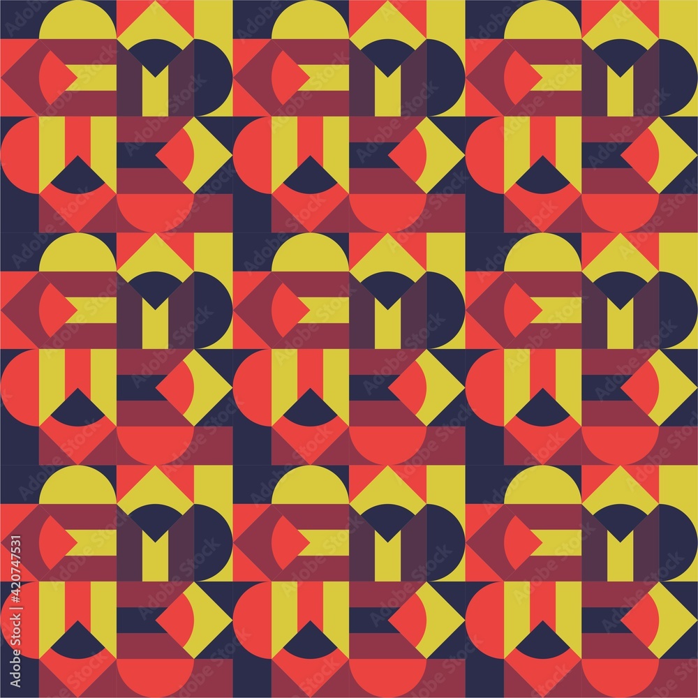 Beautiful of Colorful Seamless Geometric Pattern with Triangles and Semi-Circle, Repeated, Abstract, Illustrator Pattern Wallpaper. Image for Printing on Paper, Wallpaper or Background, Covers, Fabric Beautiful of Colorful Seamless Geometric Pattern with Triangles and Semi-Circle, Repeated, Abstract, Illustrator Pattern Wallpaper. Image for Printing on Paper, Wallpaper or Background, Covers, Fabric