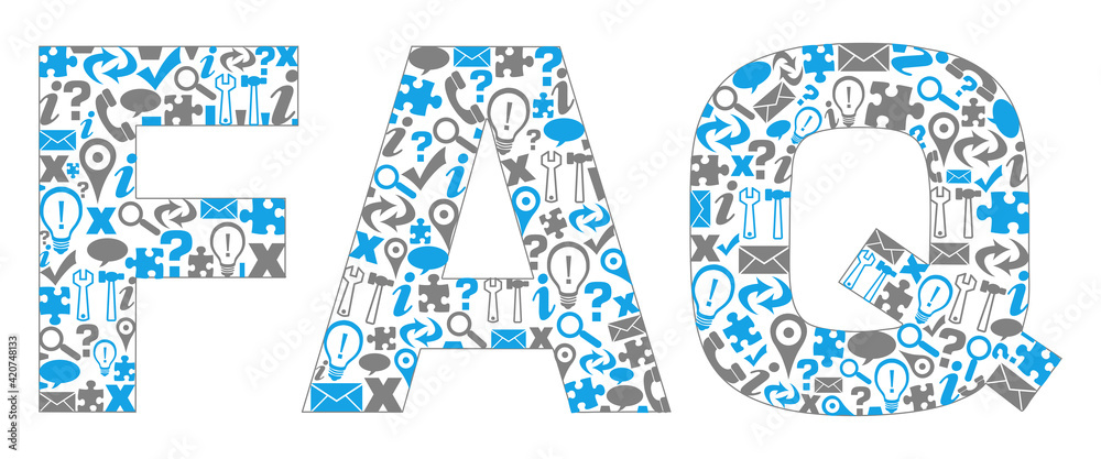 FAQ - Frequently Asked Questions Text With Symbols Isolated Blue Grey
FAQ - Frequently Asked Questions Text With Symbols Isolated Blue Grey