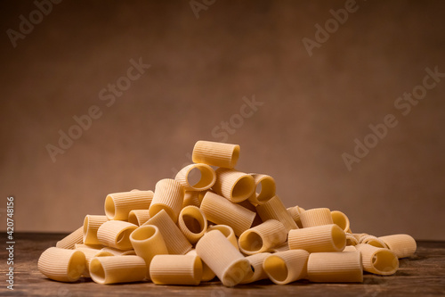 composition of uncooked paccheri italian pasta