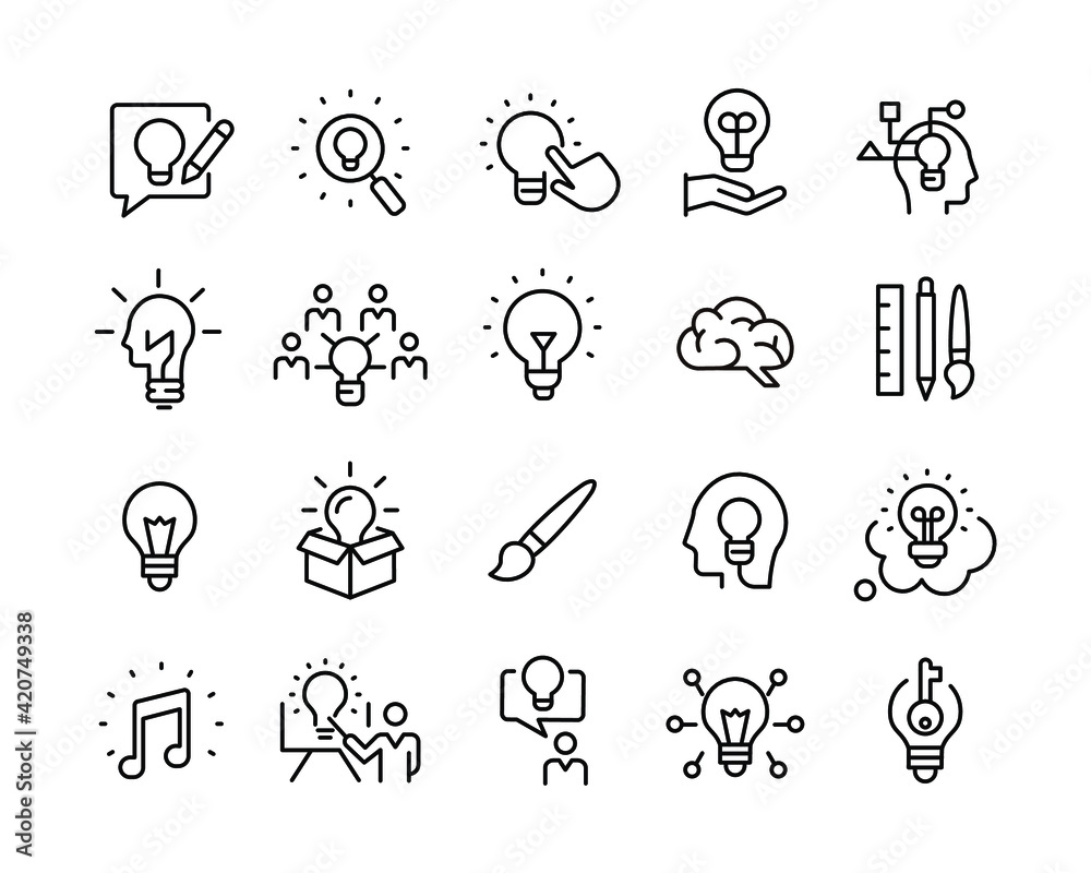 Fototapeta premium Creativity Icons - Vector Line. Editable Stroke. Vector Graphic